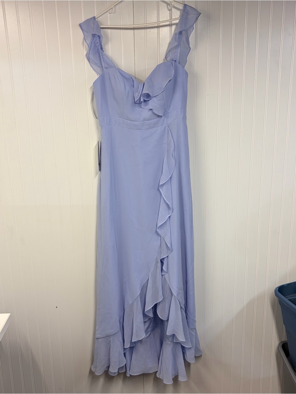 Azazie Lyra Lavender Ruffle-Front Maxi Dress Formal Custom 12/14 READ